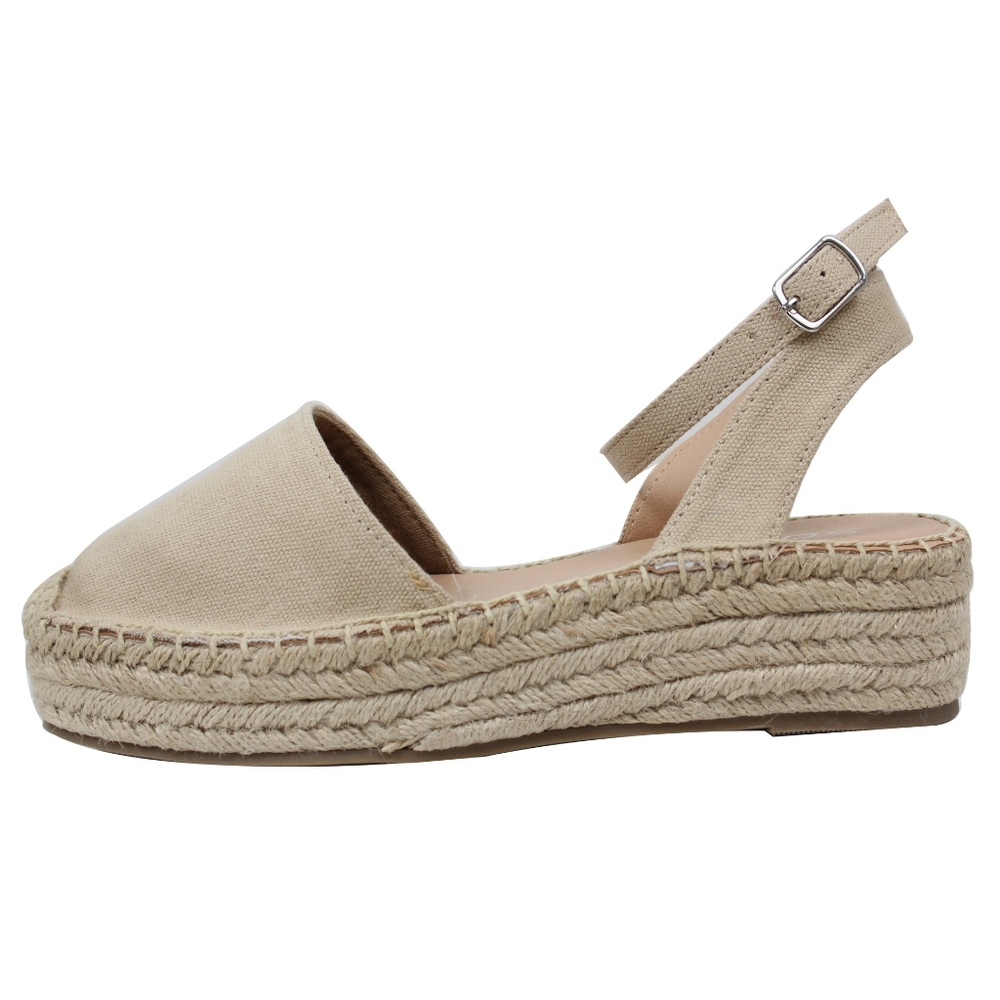 Taupe Crochet Ankle Strap Espadrilles Flatform - Picture 2 of 6